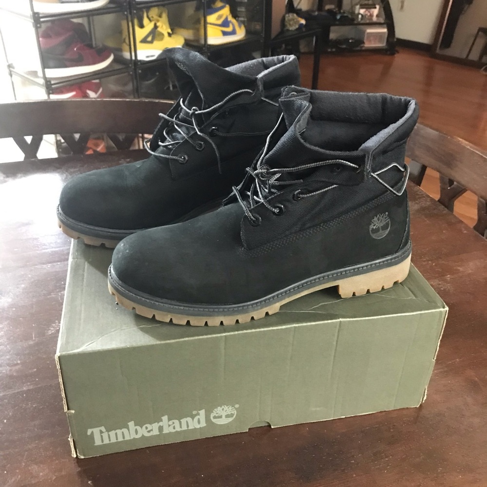 Timberland Hertiage Roll Top Boot Black Numbuck
